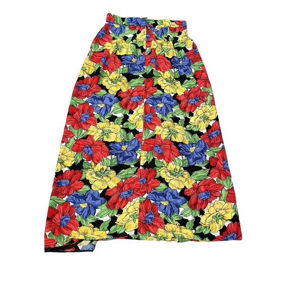 VINTAGE COLORFUL FLORAL MIDI SKIRT SIZE 10 | U1 - Picture 4 of 6